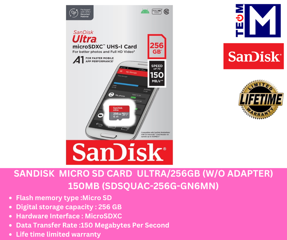 SanDisk 256GB Ultra microSDXC UHS-I Card with Adapter