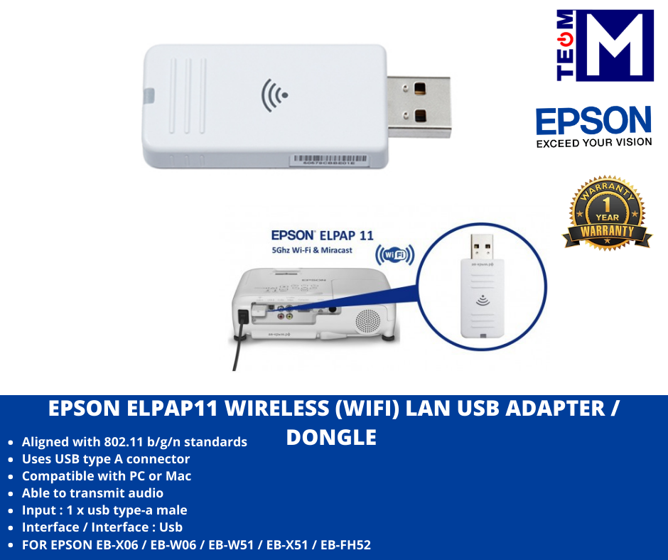 Epson ELPAP11 Wireless (WIFI) LAN USB Adapter / Dongle