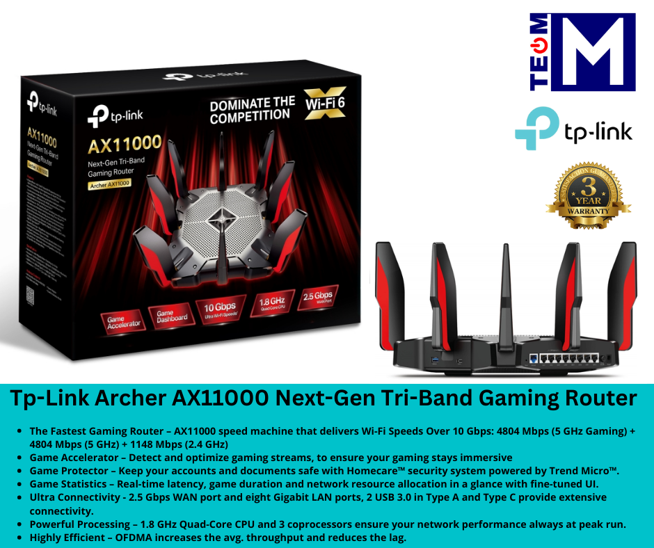 TpLink Archer AX11000 NextGen TriBand Gaming Router